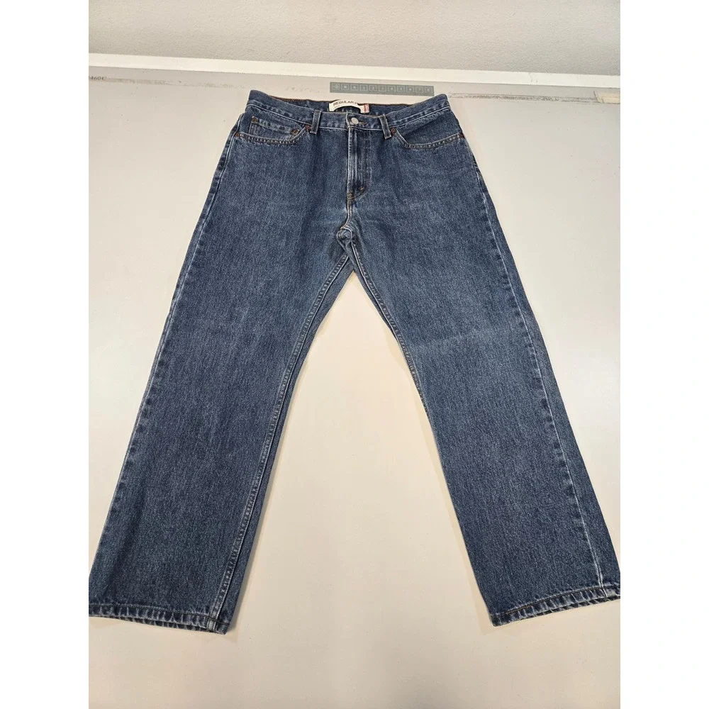 Levis 505 Regular Fit Y2K Jeans Mens 34x29 Medium Wash Blue Straight 27.5 inseam